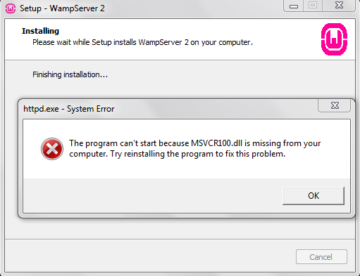 Wamp Server Installing Error